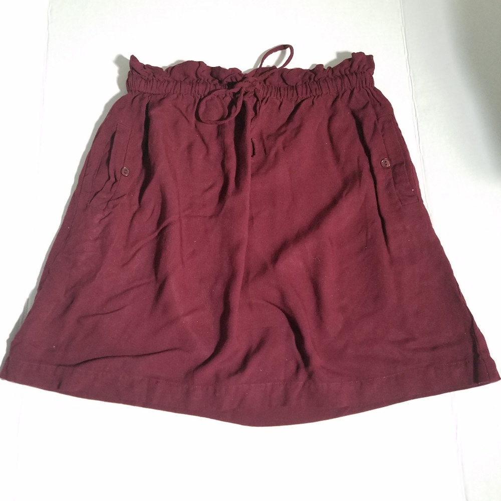 UO Cooperative Paperbag Skirt in Burgundy, Maroon
